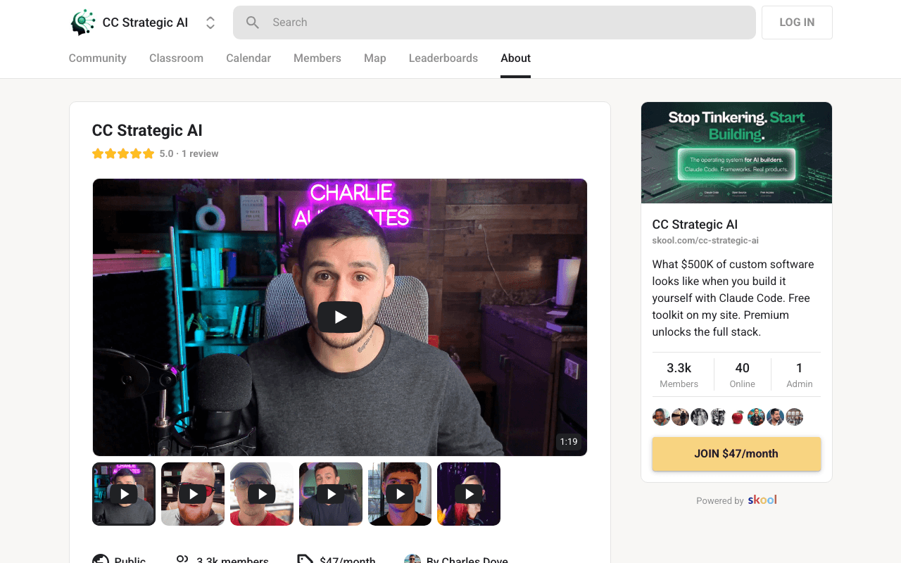 Screenshot of the CC Strategic AI page on skool.com