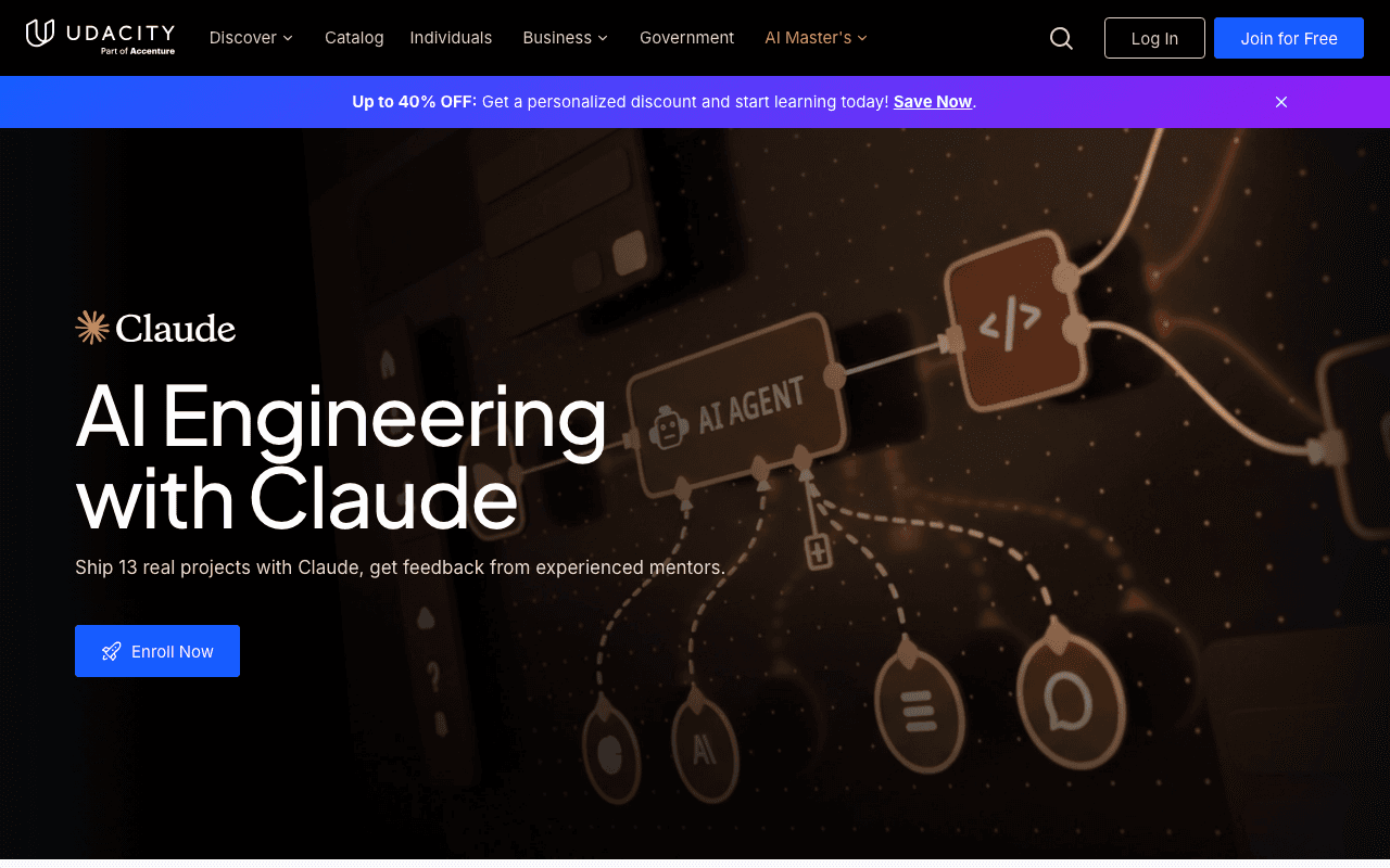 Screenshot of the Udacity page on udacity.com